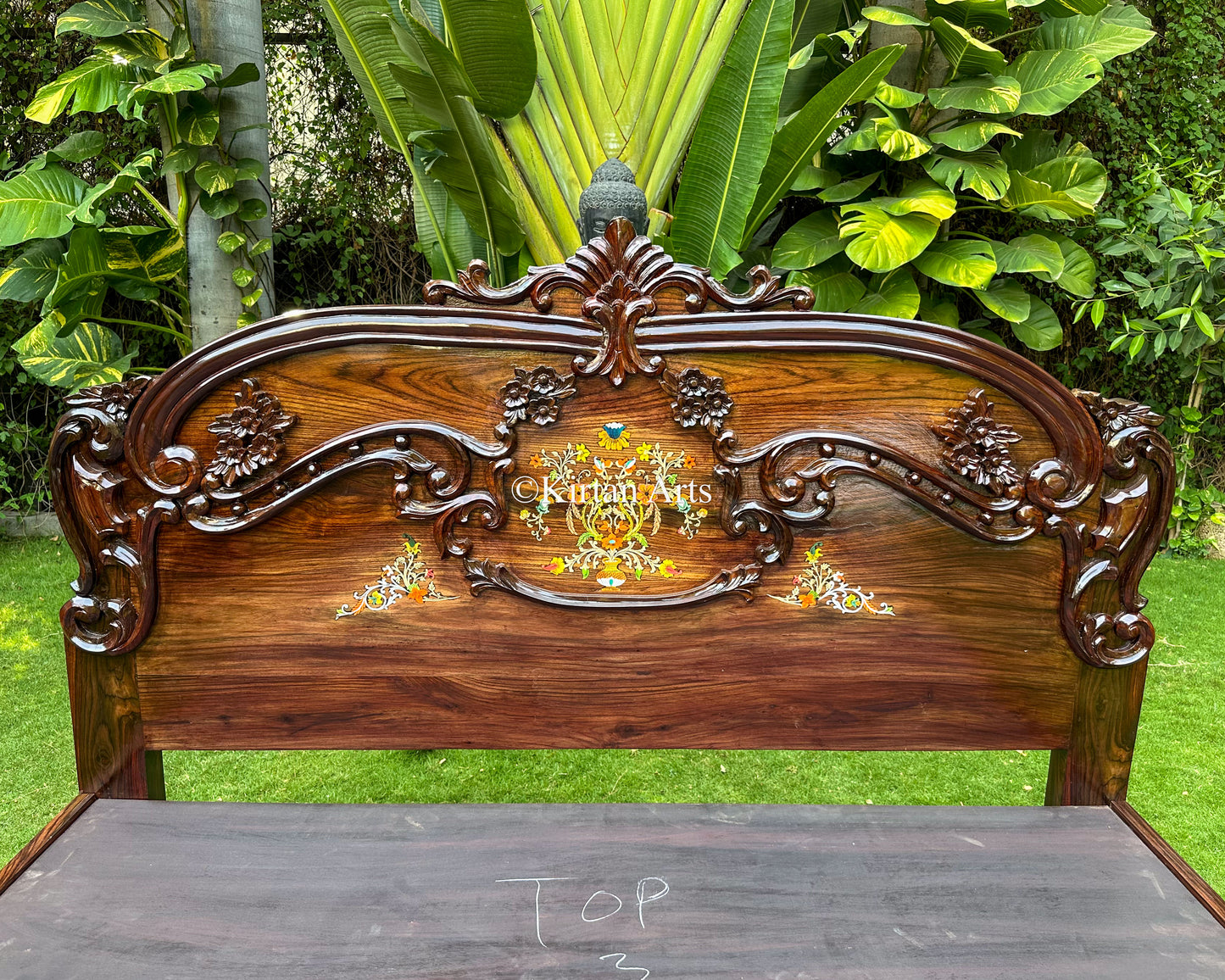Hand-Carved Rosewood King Bed | Victorian Style | 6.6x6 ft