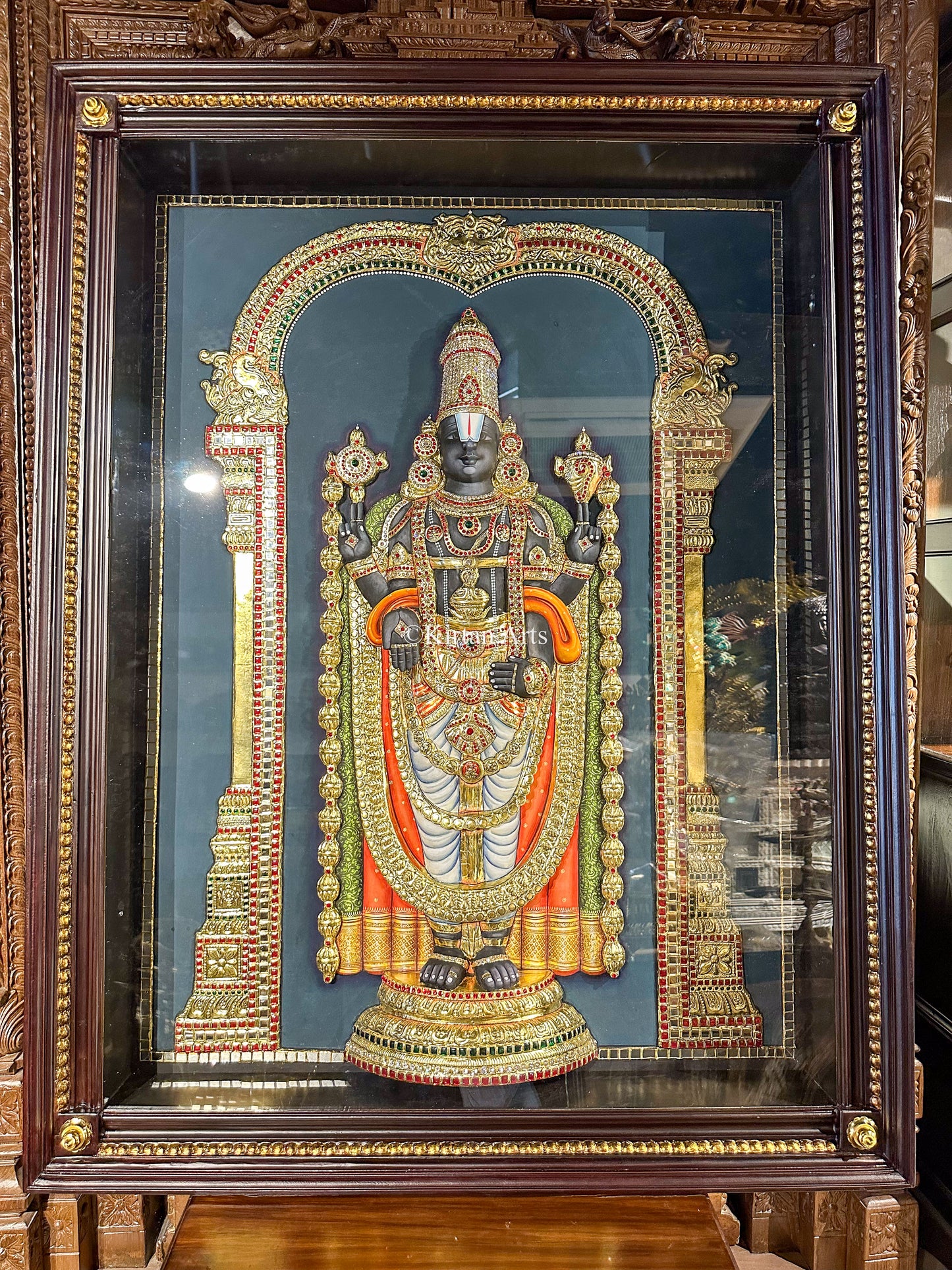 Tirupati Balaji Tanjore Painting 3D Embossed 3x4 ft