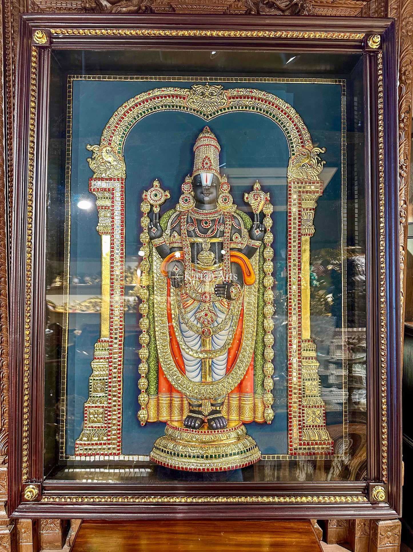 Tirupati Balaji Tanjore Painting 3D Embossed 3x4 ft