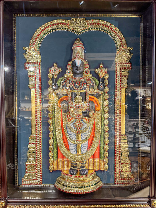 Tirupati Balaji 3D Embossed Tanjore Painting | Netra Balaji | 4.5x3.5 ft