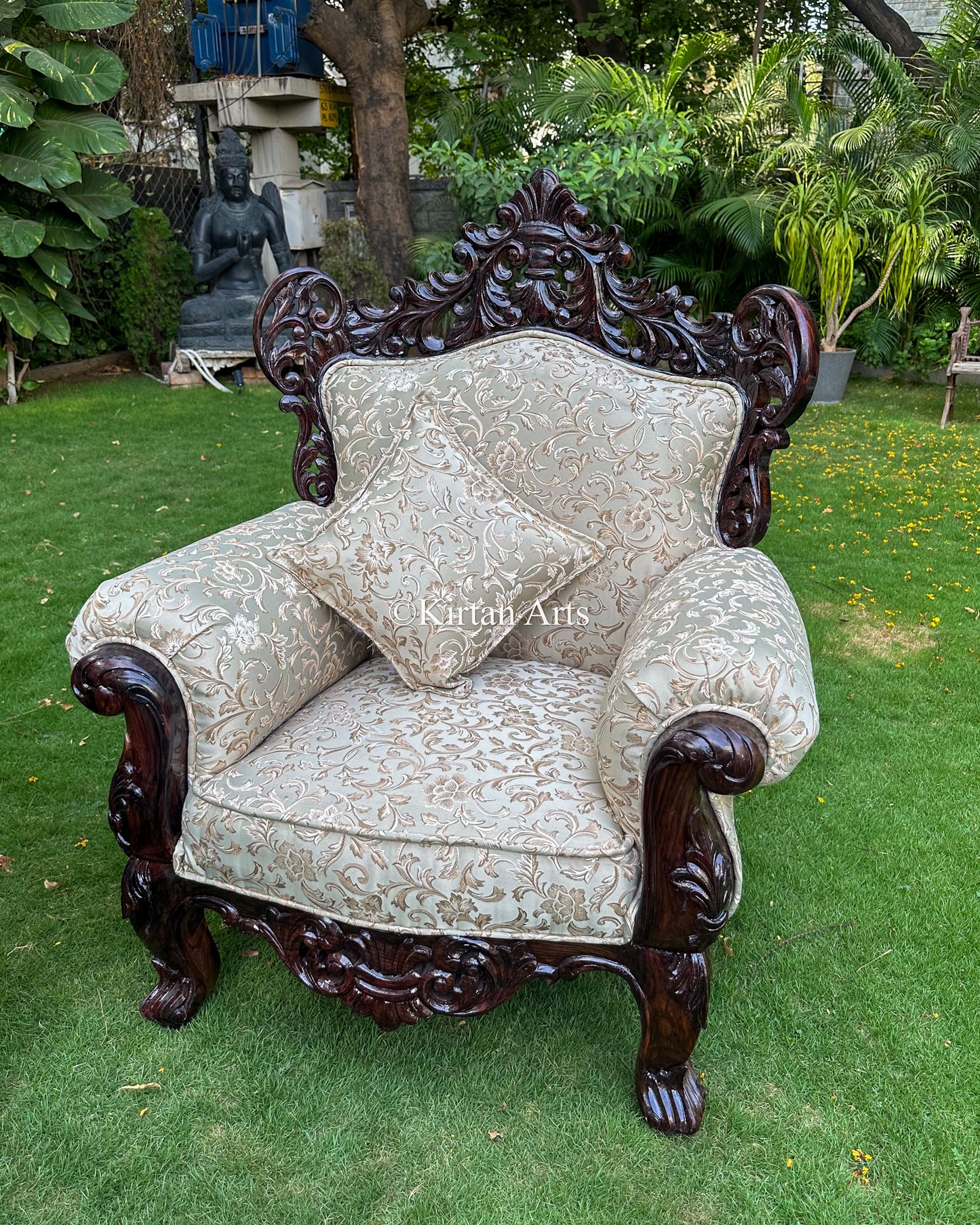 Maharaja Rosewood Sofa Set | Hand-Carved | 3+1+1+CenterTable