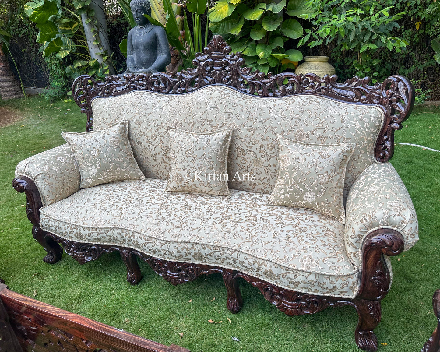 Maharaja Rosewood Sofa Set | Hand-Carved | 3+1+1+CenterTable