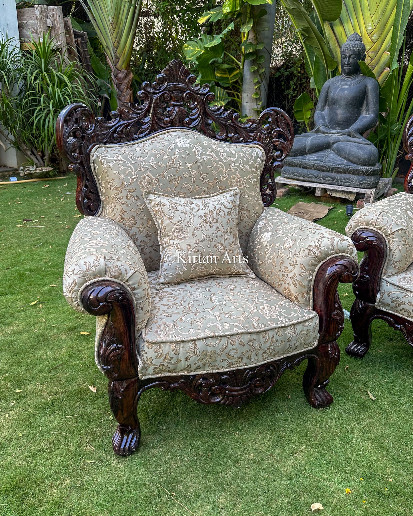 Maharaja Rosewood Sofa Set | Hand-Carved | 3+1+1+CenterTable