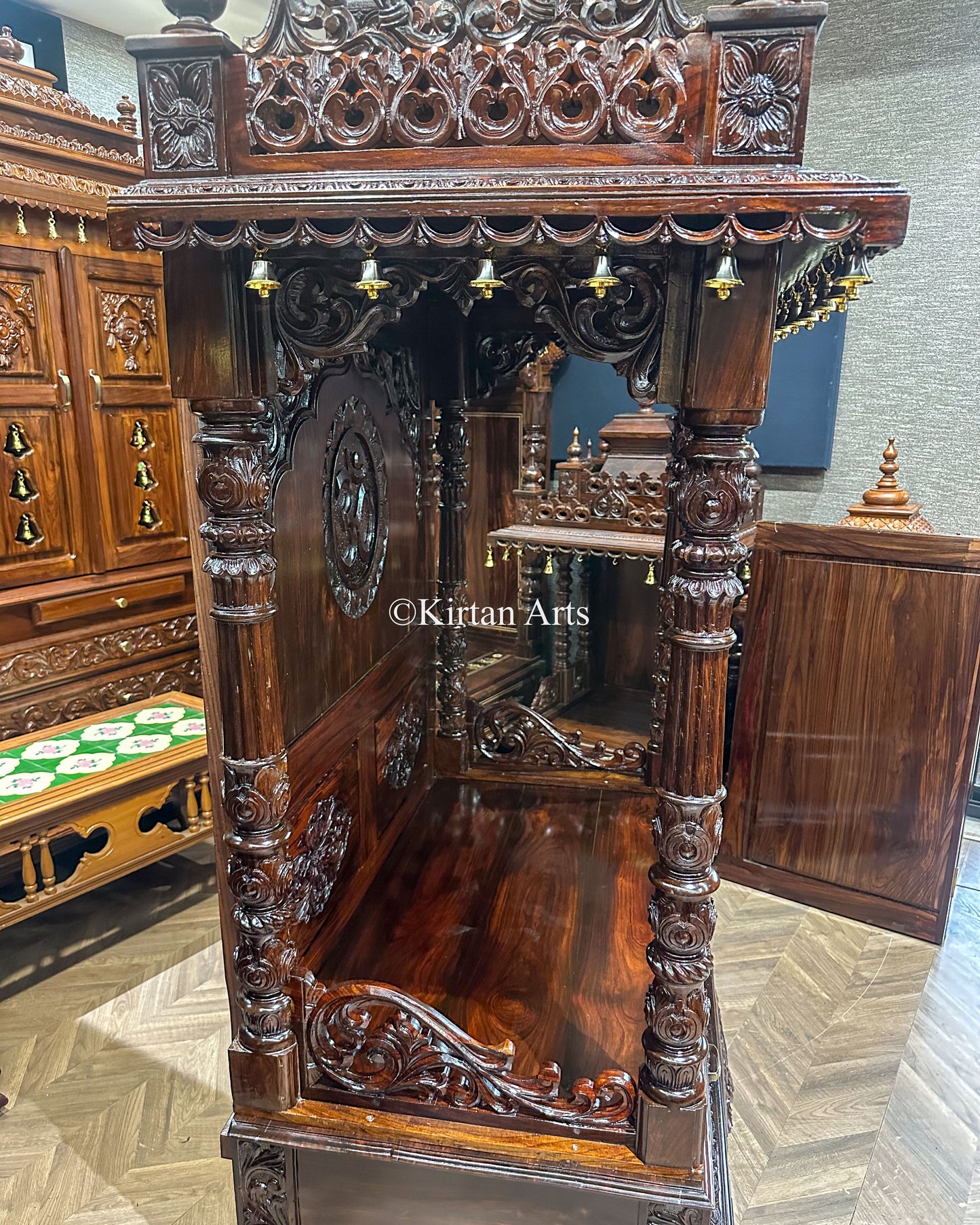 Hand-Carved Rosewood Pooja Mandir | 78"