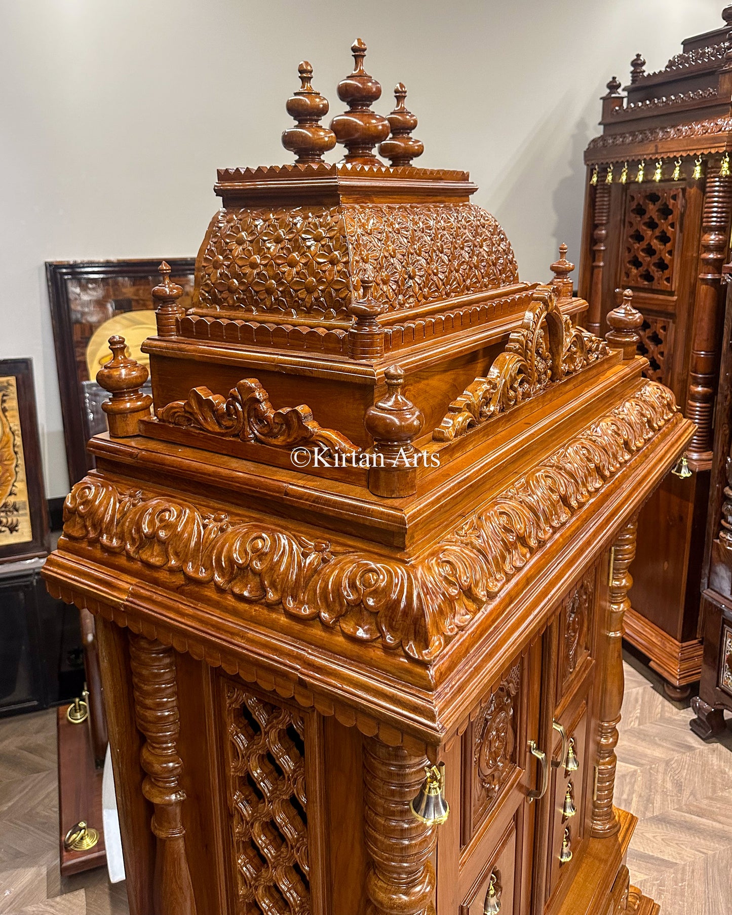 Hand-Carved Solid Teakwood Mandir | 6x3 ft