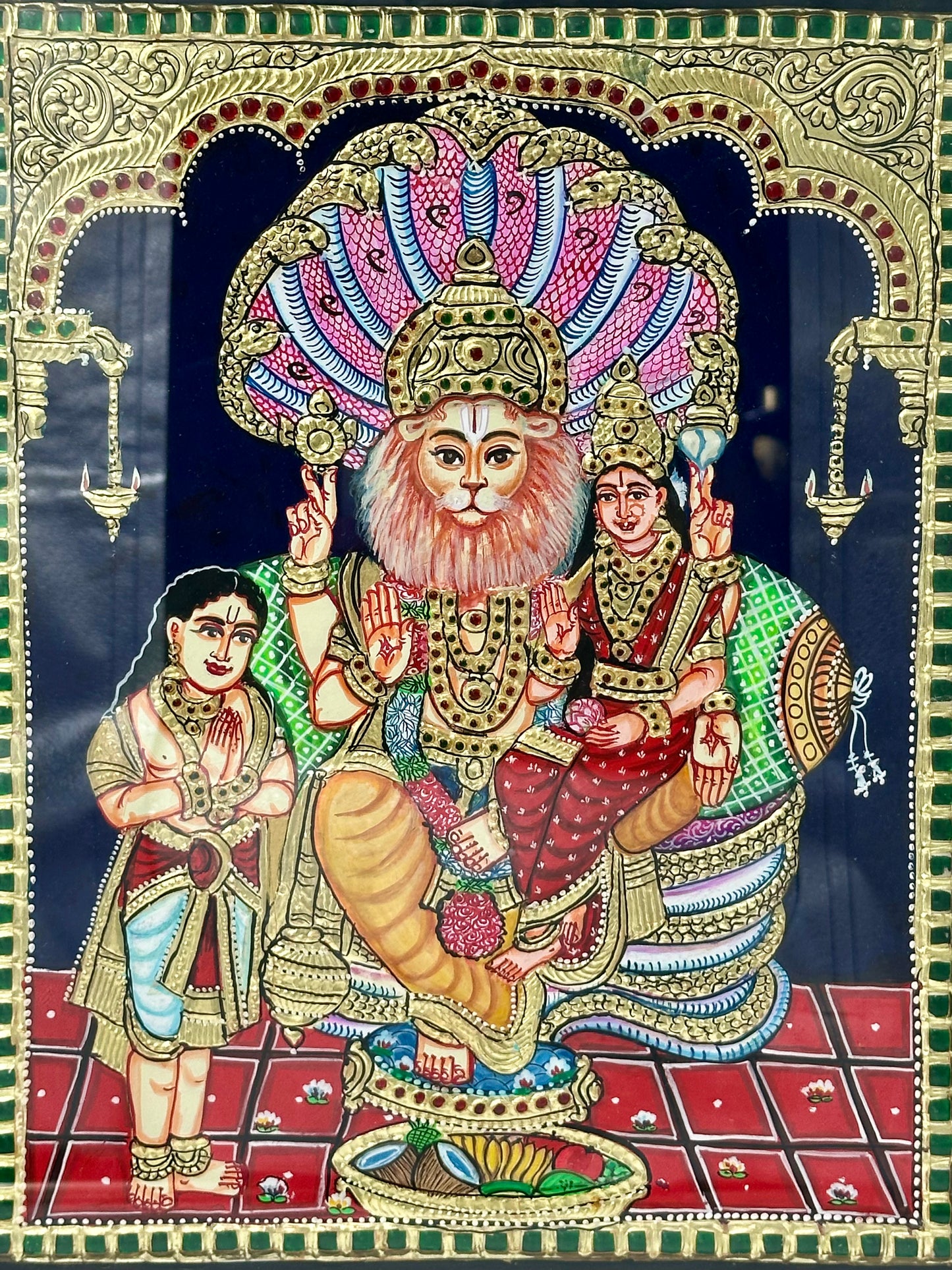 Lakshmi Narasimha Swamy Tanjore 15x18