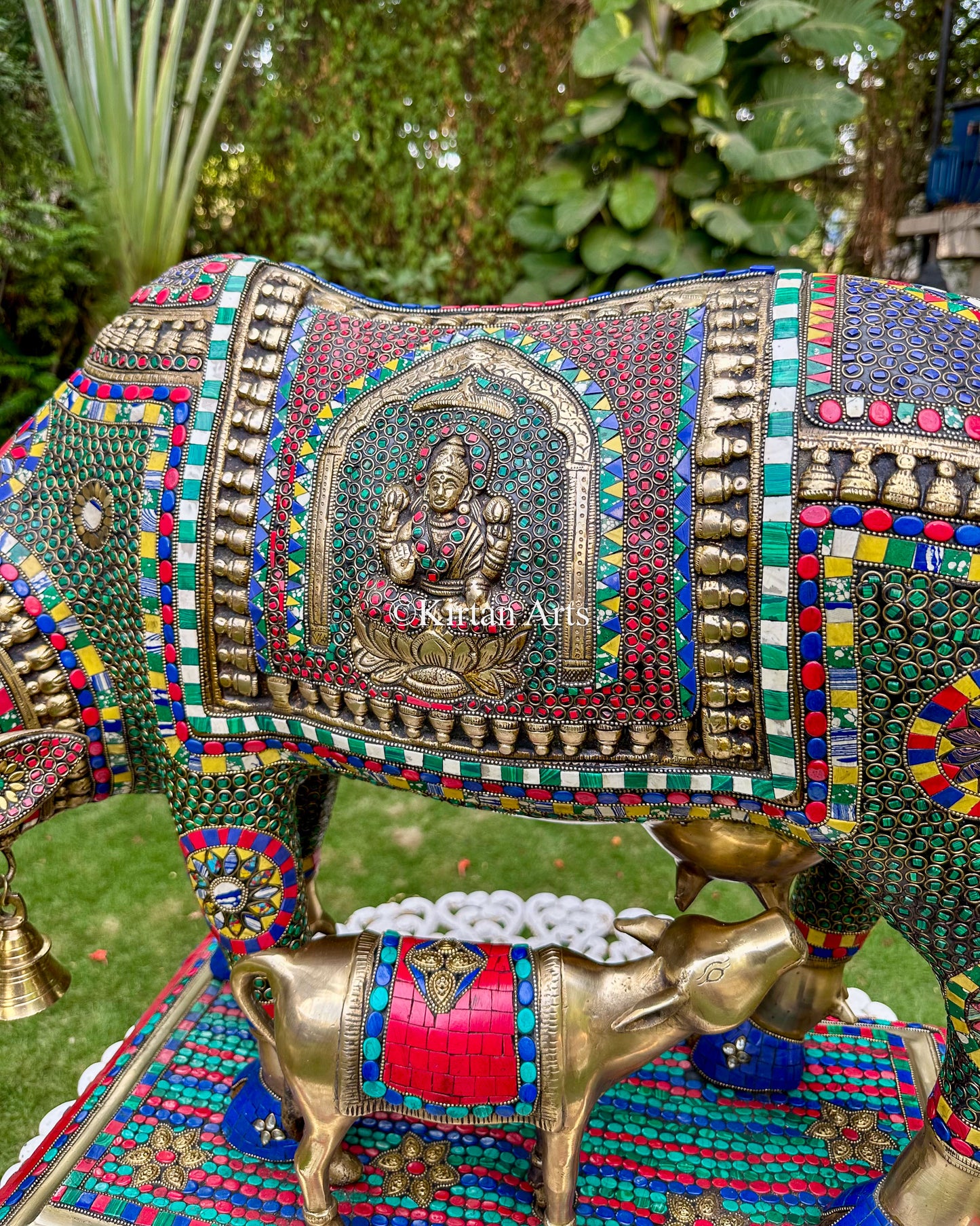 Brass Kamadhenu Cow and Calf Sculpture | Large Size | 60kg