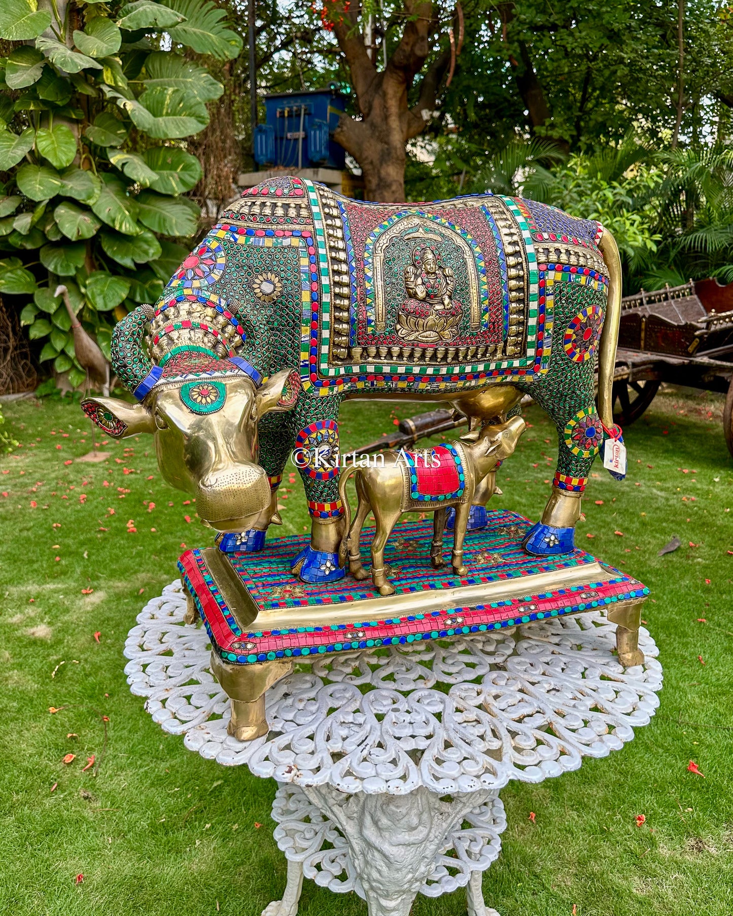 Brass Kamadhenu Cow and Calf Sculpture | Large Size | 60kg