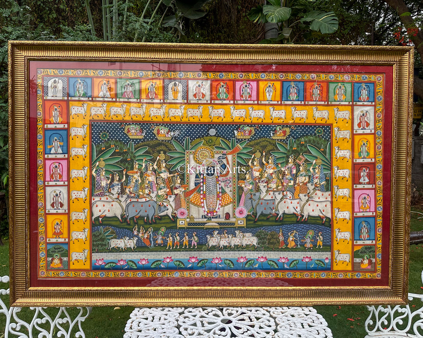 Sharad Purnima Pichwai Painting | 5x3 ft | Premium Framing