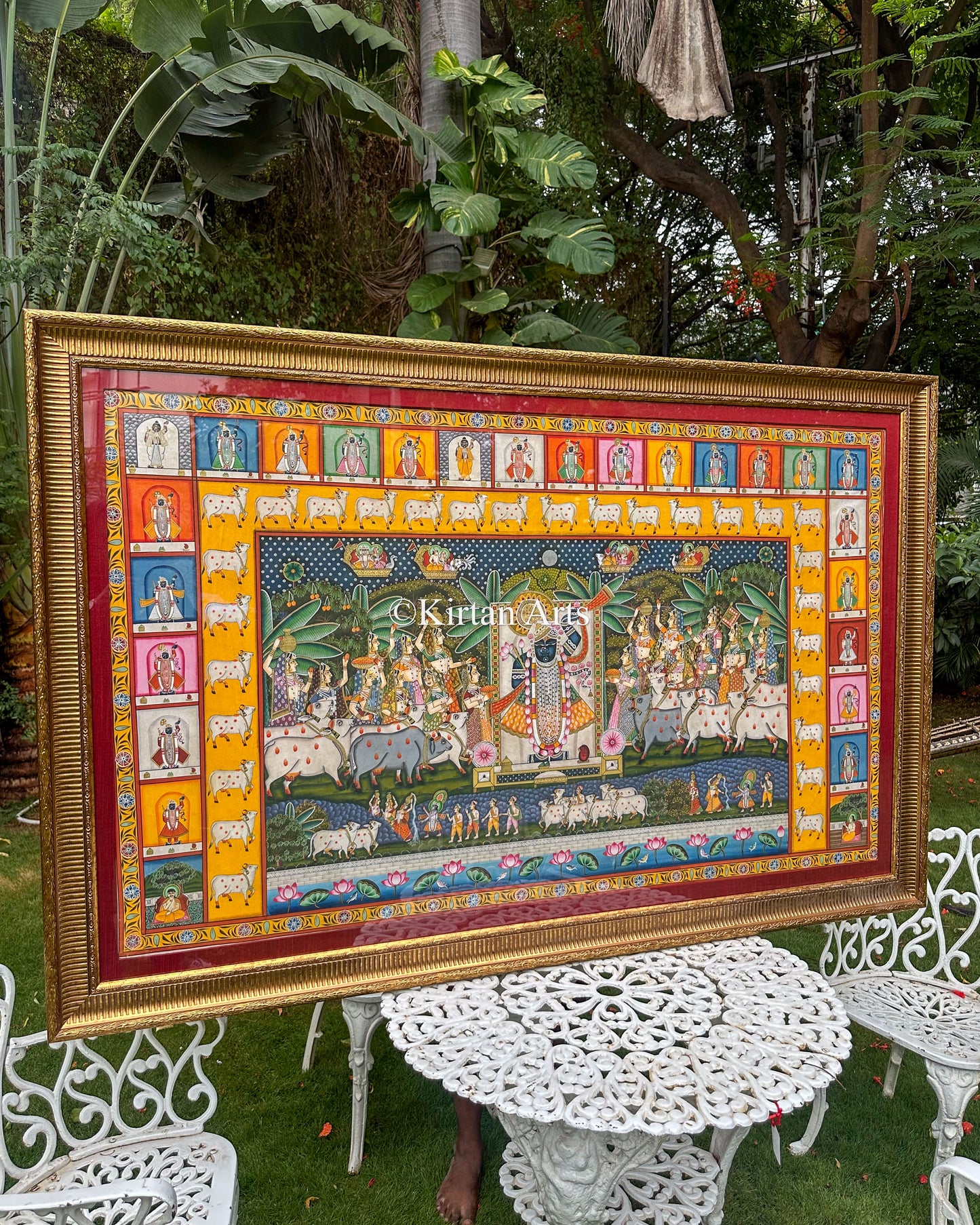 Sharad Purnima Pichwai Painting | 5x3 ft | Premium Framing