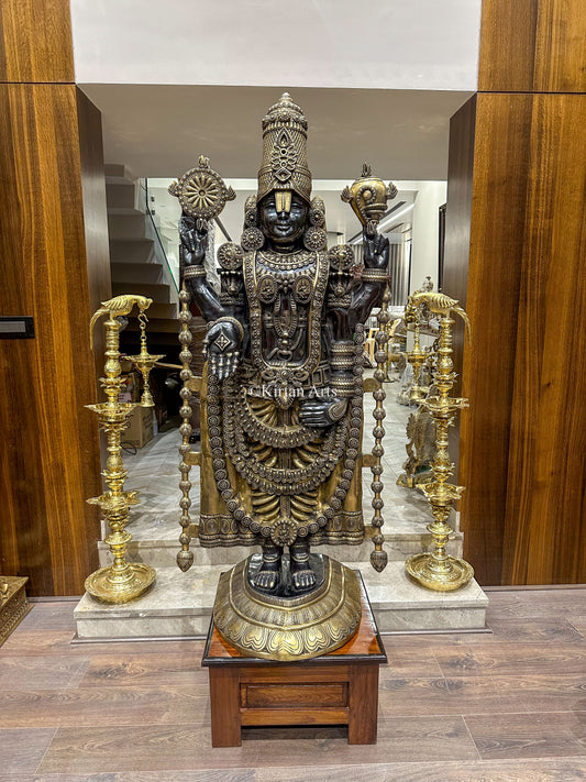 69" Large Brass Lord Balaji Idol | Venkateswara Swamy | Superfine | Dual Color Tone