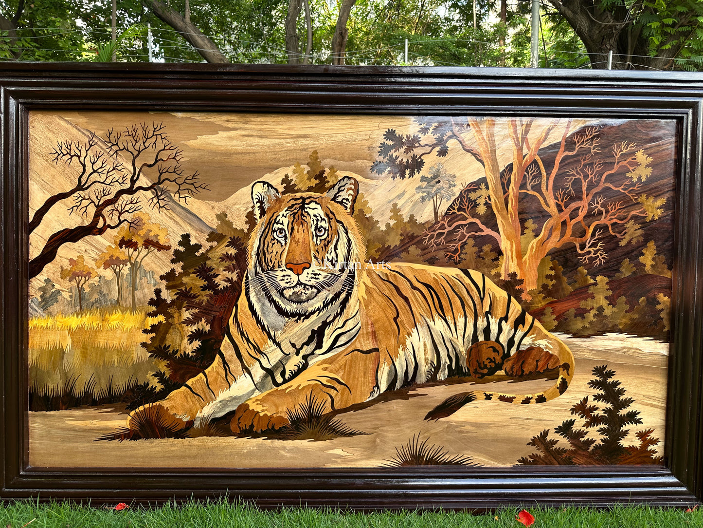 Rosewood Tiger Panel | Wooden Inlay | 5x3 ft