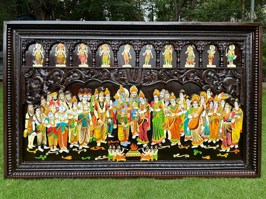 Srinivasa Kalyanam Rosewood Panel | Embossed | 3x5 ft