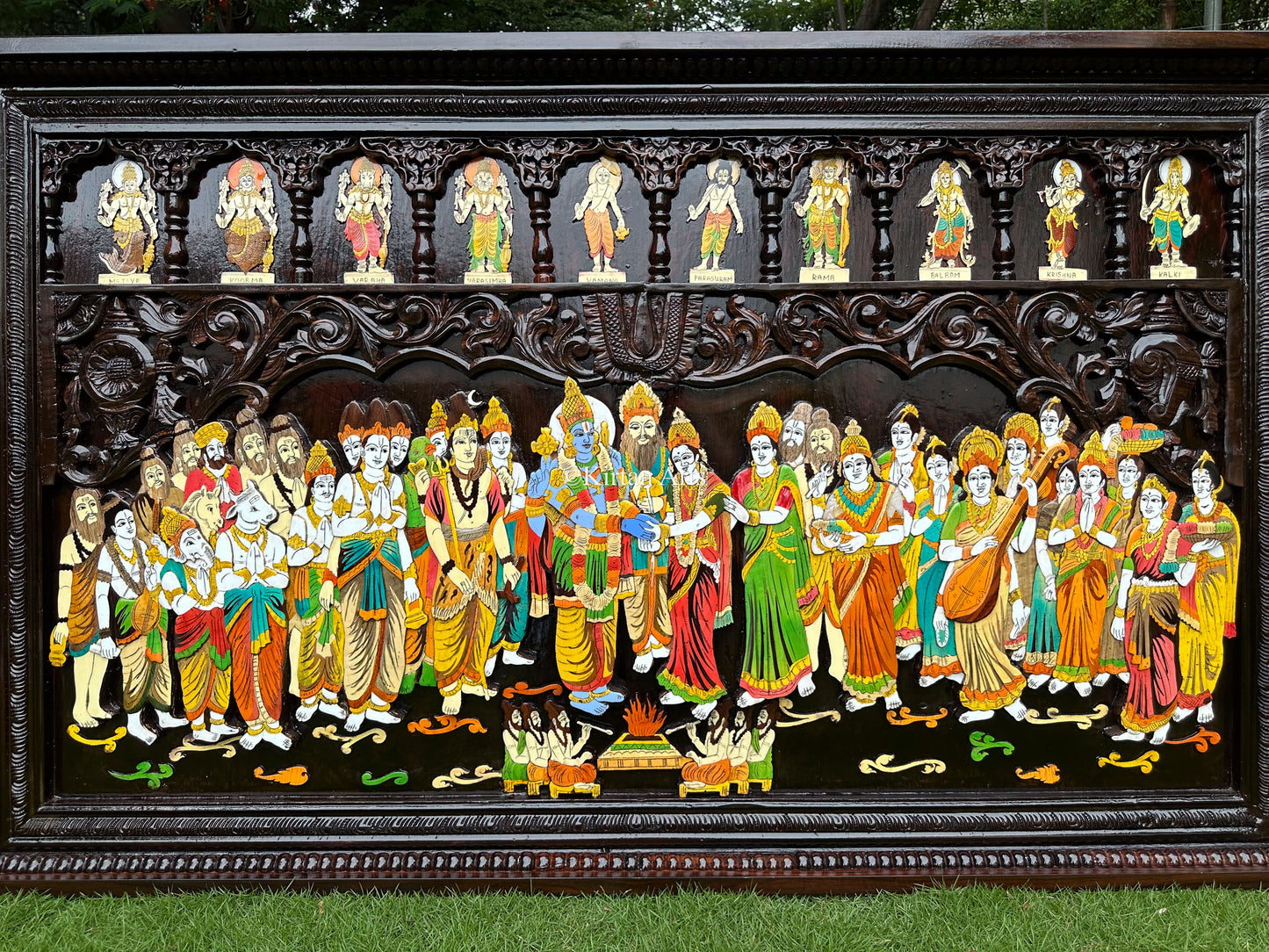 Srinivasa Kalyanam Rosewood Panel | Embossed | 3x5 ft