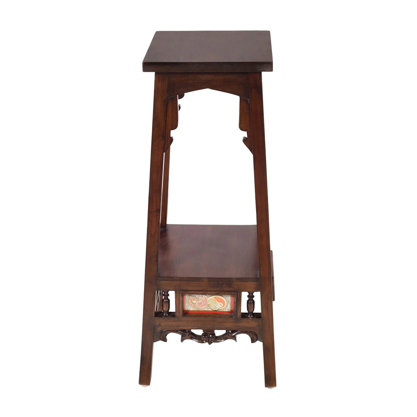 Sphinx-I Premium Teakwood Tall Planter Stand – Warli & Dhokra Art Accents