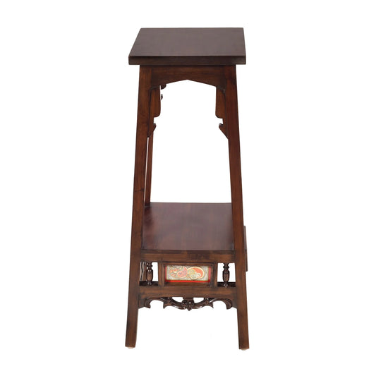 Sphinx-I Premium Teakwood Tall Planter Stand – Warli & Dhokra Art Accents