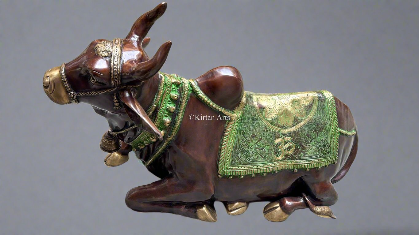 Large Brass Nandi Sculpture | 40" | Dual Tone | 53KG