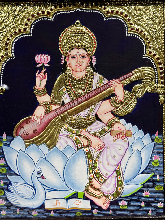Saraswati Devi Tanjore 13”x15”