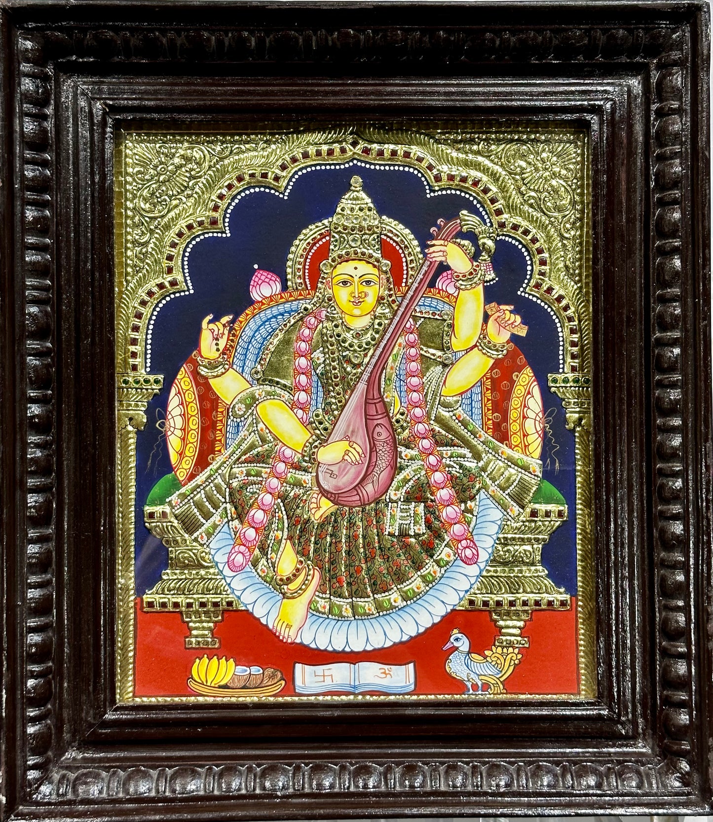 Saraswati Devi Tanjore 13”x15”