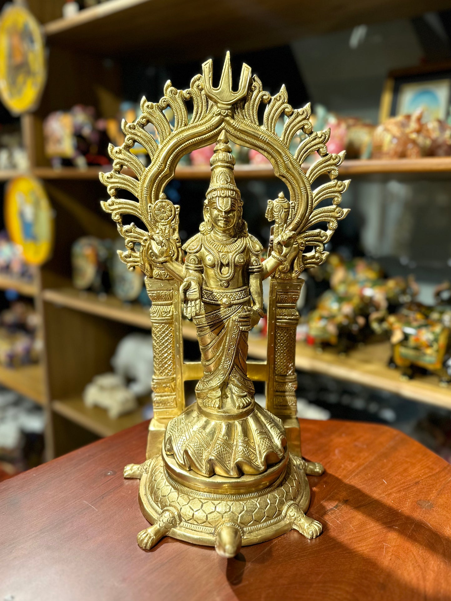 17” Standing Tirupati Balaji Brass Statue on Tortoise
