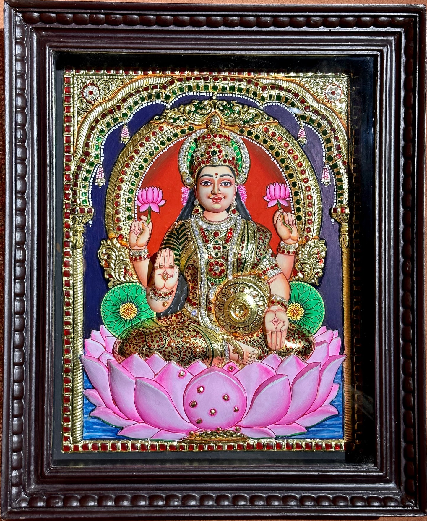 Goddess Lakshmi Tanjore Embossed