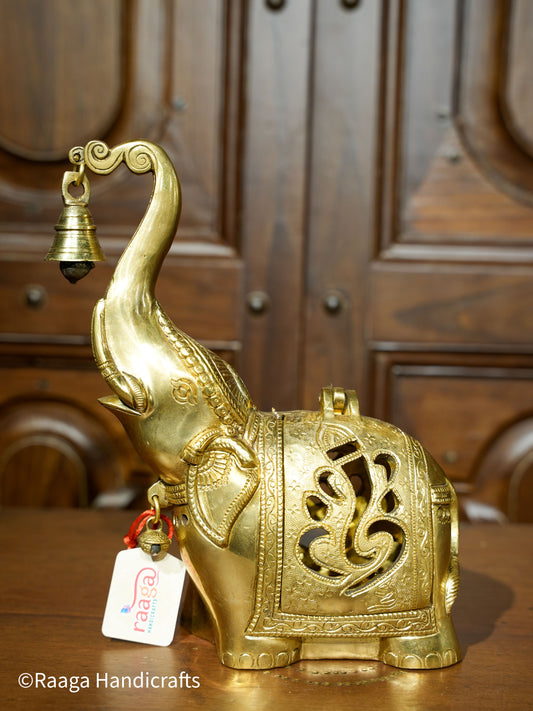 Brass Elephant with Ganesh Jali work