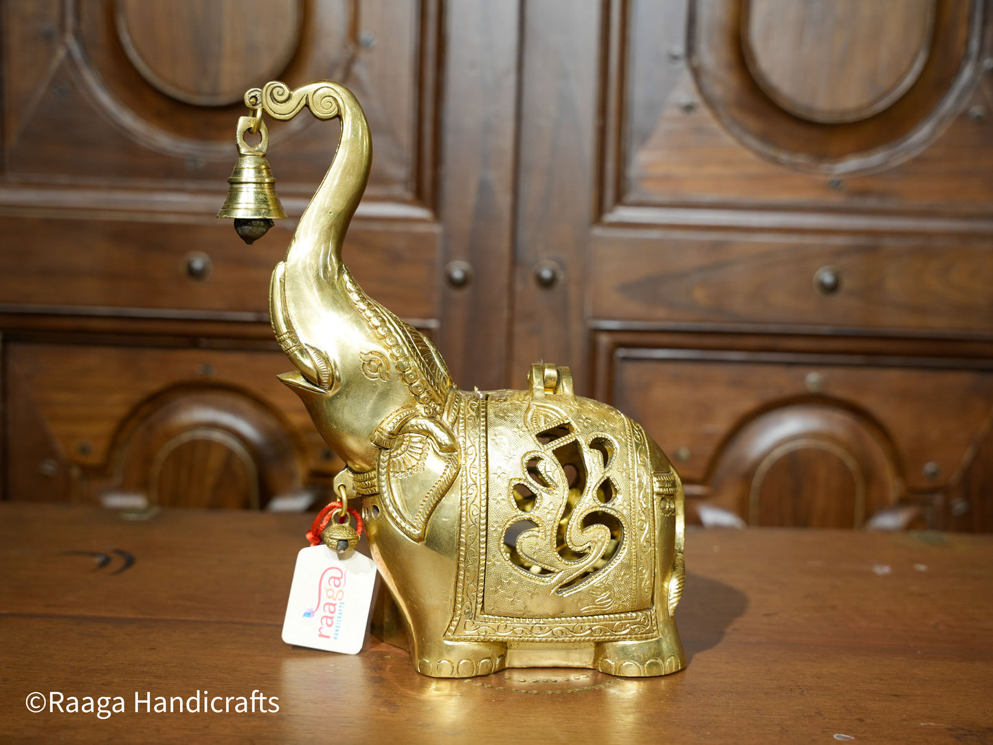 Brass Elephant with Ganesh Jali work