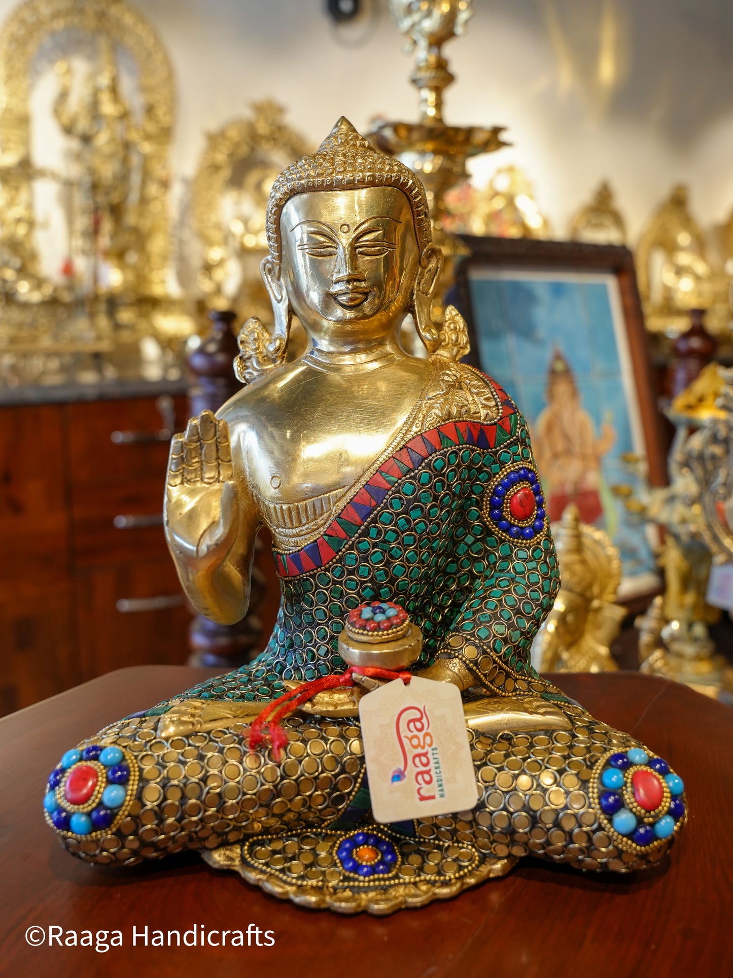 11.5" Buddha with Stonework
