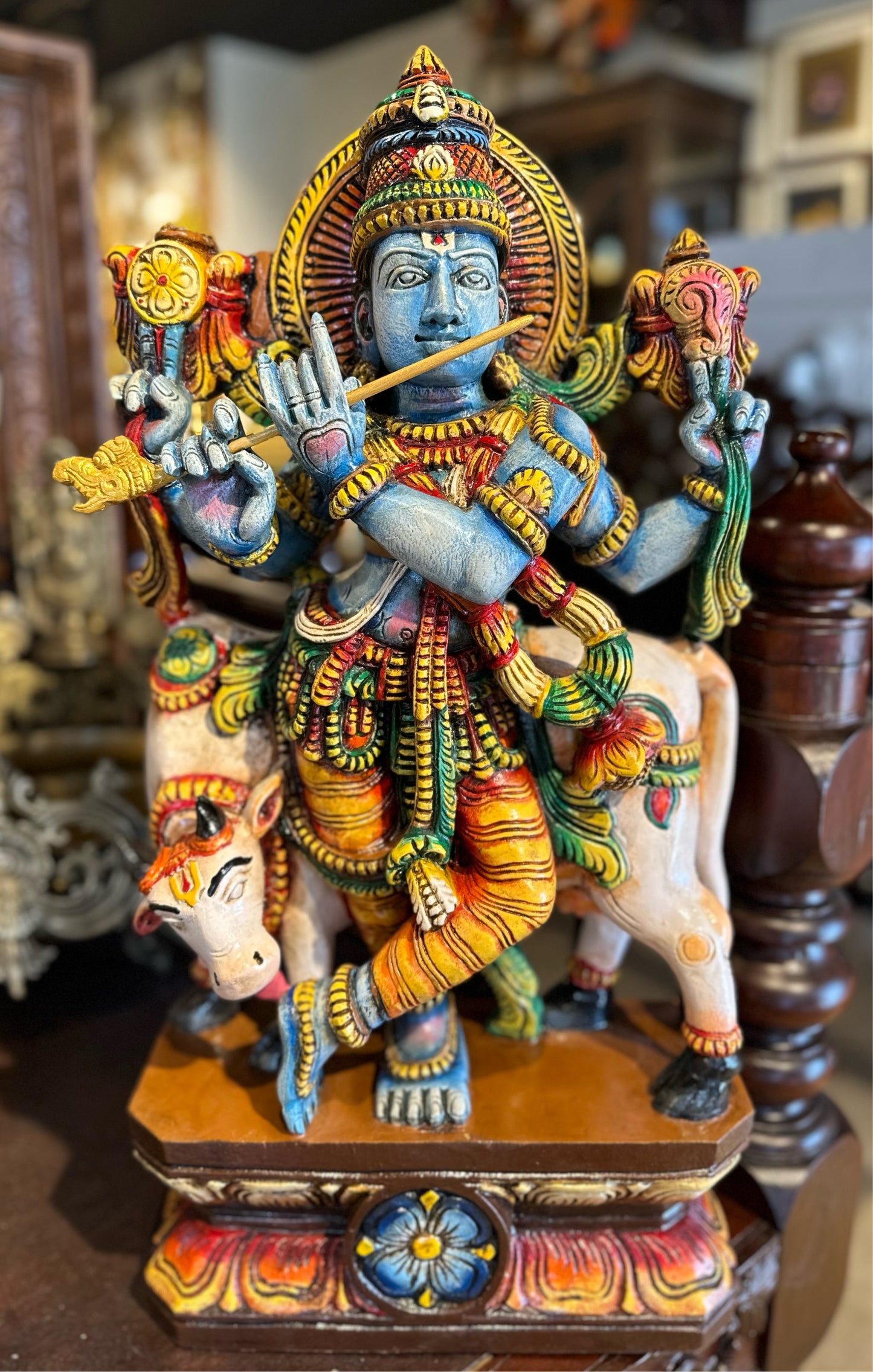 Wood Carved Krishna